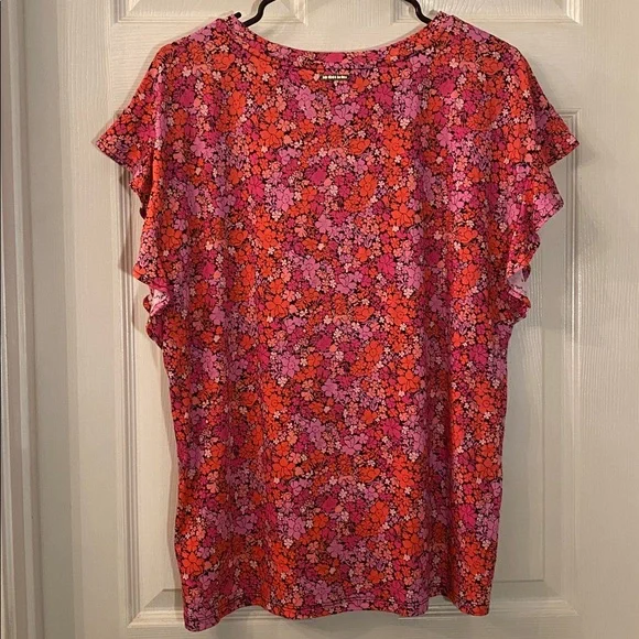 Michael Kors Pink and Orange Floral Short Sleeve Top NWTs - Picture 8 of 11